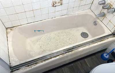 dirty tub with rough surface