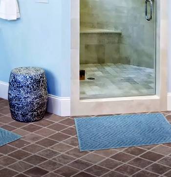 outdated rug in shower