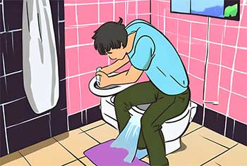 flushing a toilet