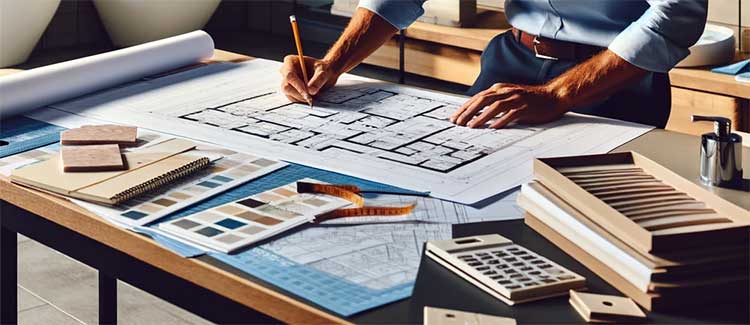 professional bathroom designer planning a shower