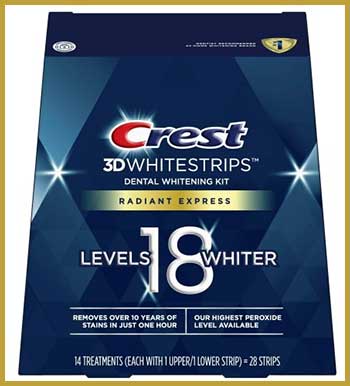 Crest 3D Whitestrips Radiant Express Levels 18 Whiter